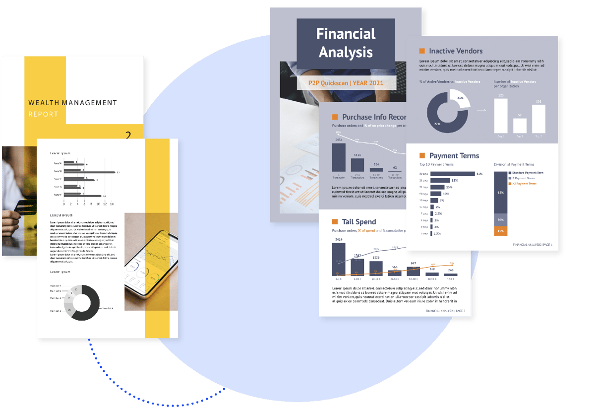 illustration of pages with beautiful reports