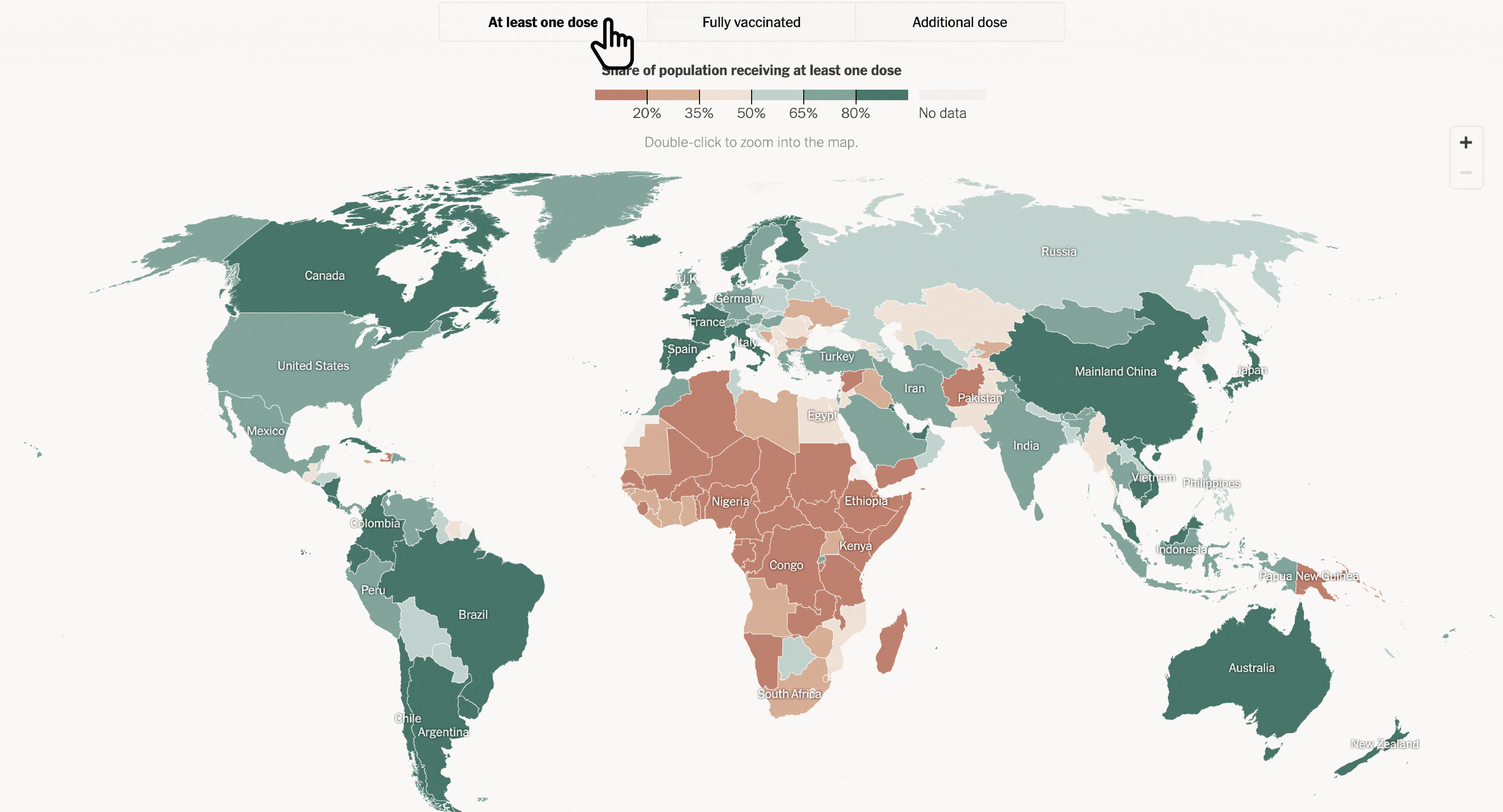 An example of an interactive chart created by Josh Holder for the New York Times