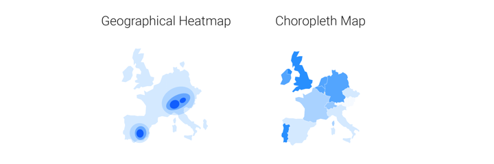 Do not confuse a geographical heatmap with a choropleth map