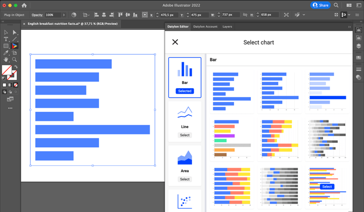 How to make a bar chart in Adobe Illustrator with Datylon for Illustrator chart maker plugin