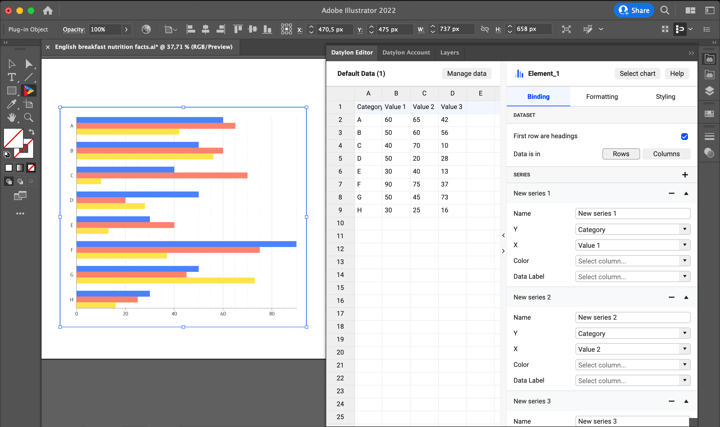 How to make a bar chart in Adobe Illustrator with Datylon for Illustrator chart maker plugin