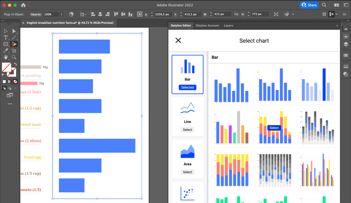How to make a bar chart in Adobe Illustrator with Datylon for Illustrator chart maker plugin