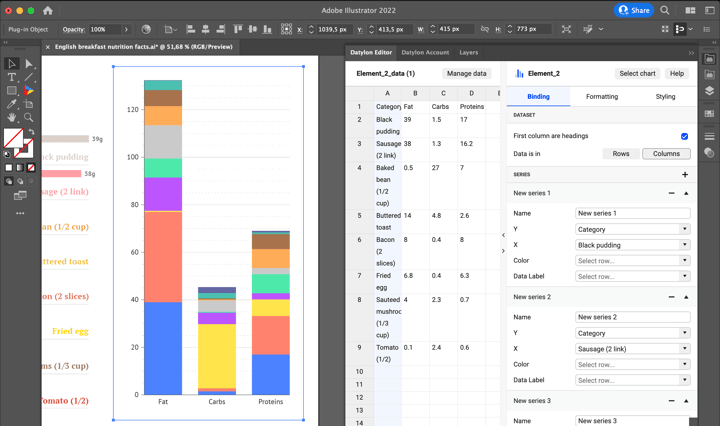 How to make a bar chart in Adobe Illustrator with Datylon for Illustrator chart maker plugin