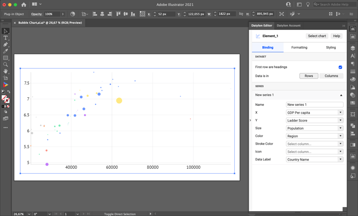 Drawing the chart area | How to make a bubble chart in Adobe Illustrator with Datylon - tutorial