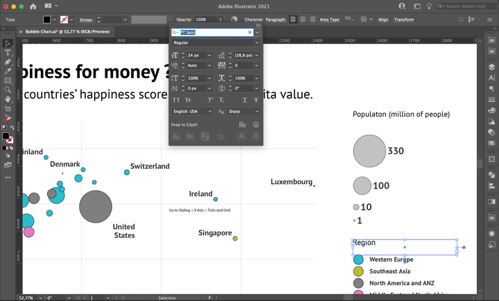 Legend labels | How to make a bubble chart in Adobe Illustrator with Datylon - tutorial