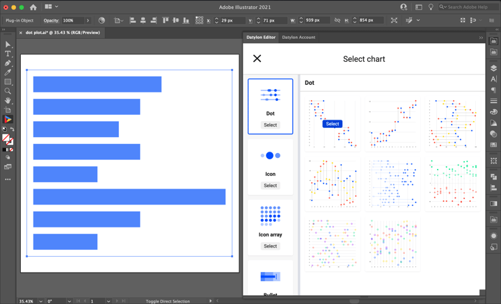 Datylon | How to make a dot plot in Illustrator with Datylon | Select Dot Plot
