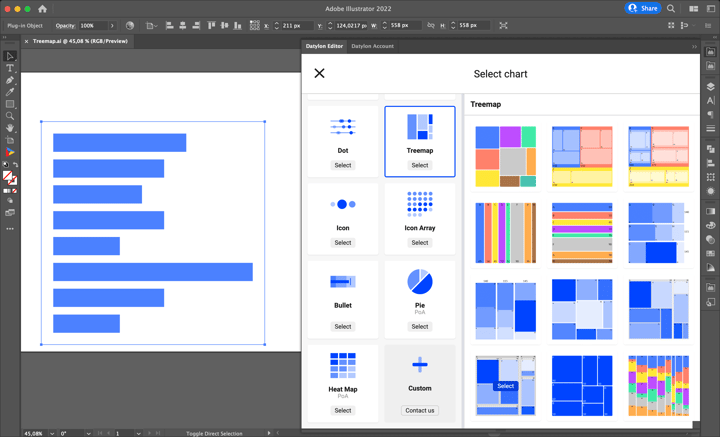 Learn how to create your own treemap chart in Adobe lllustrator with Datylon for Illustrator chart maker plug-in