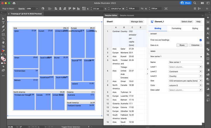 Learn how to create your own treemap chart in Adobe lllustrator with Datylon for Illustrator chart maker plug-in