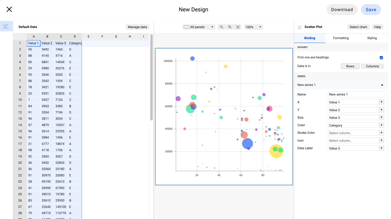 Create a bubble chart with our bubble chart maker in 6 simple steps