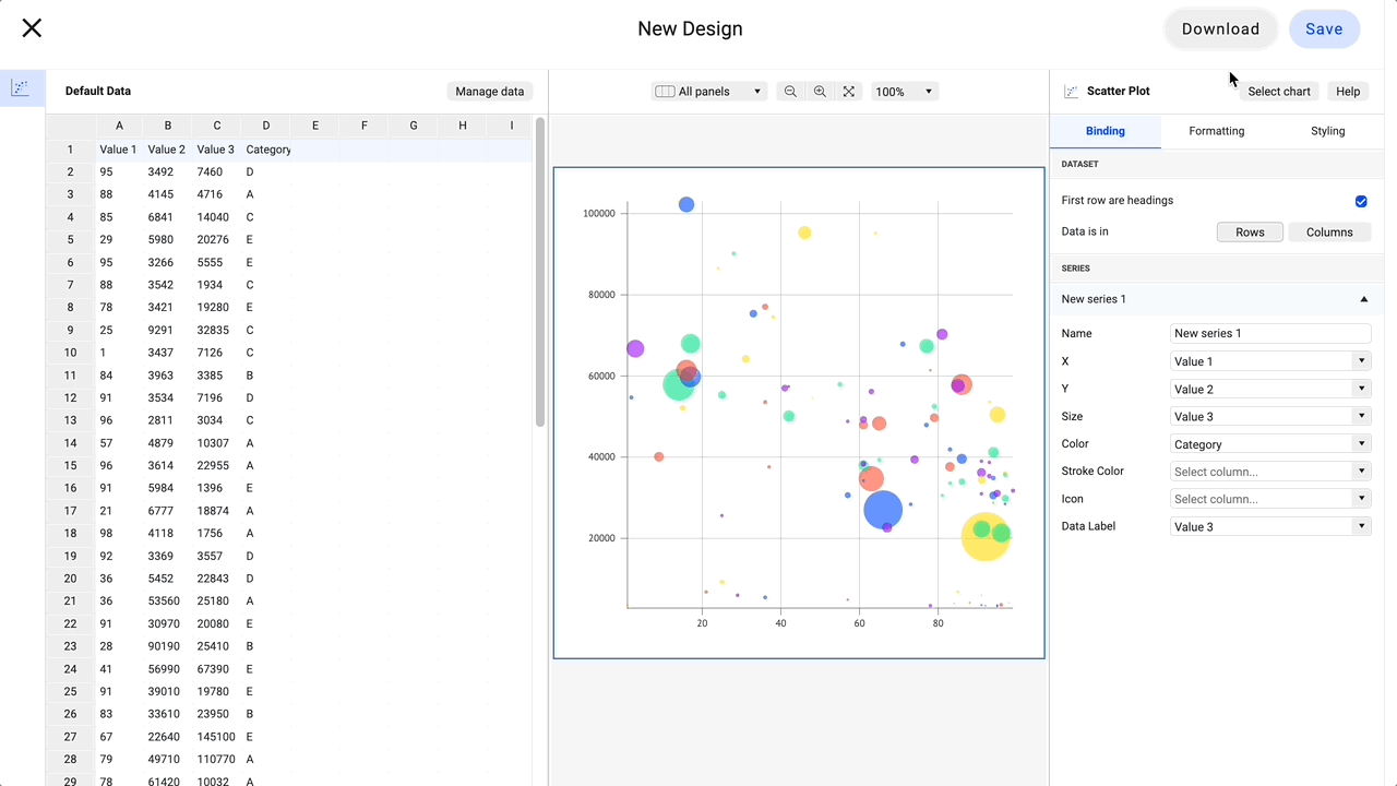 Create a bubble chart with our bubble chart maker in 6 simple steps