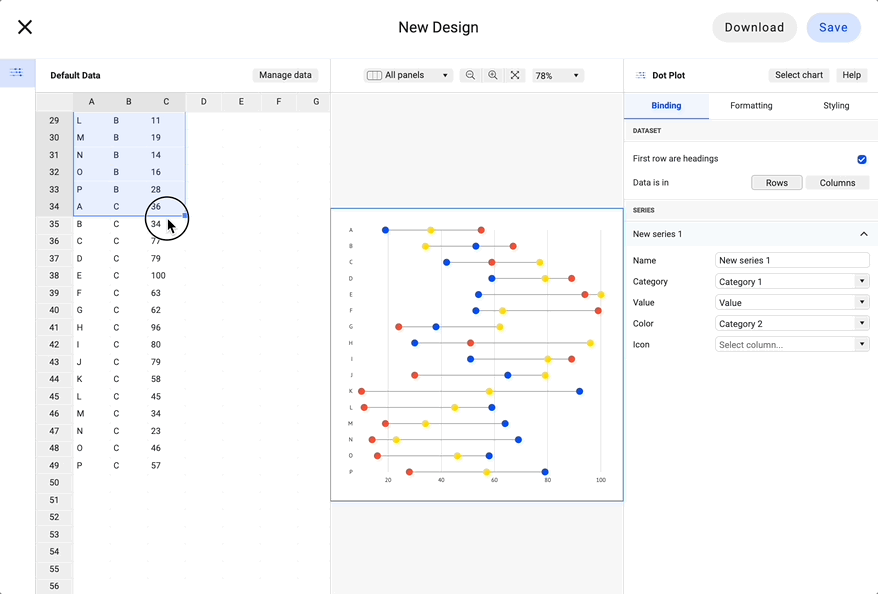 Create a dot plot with our dot plot maker in 6 simple steps