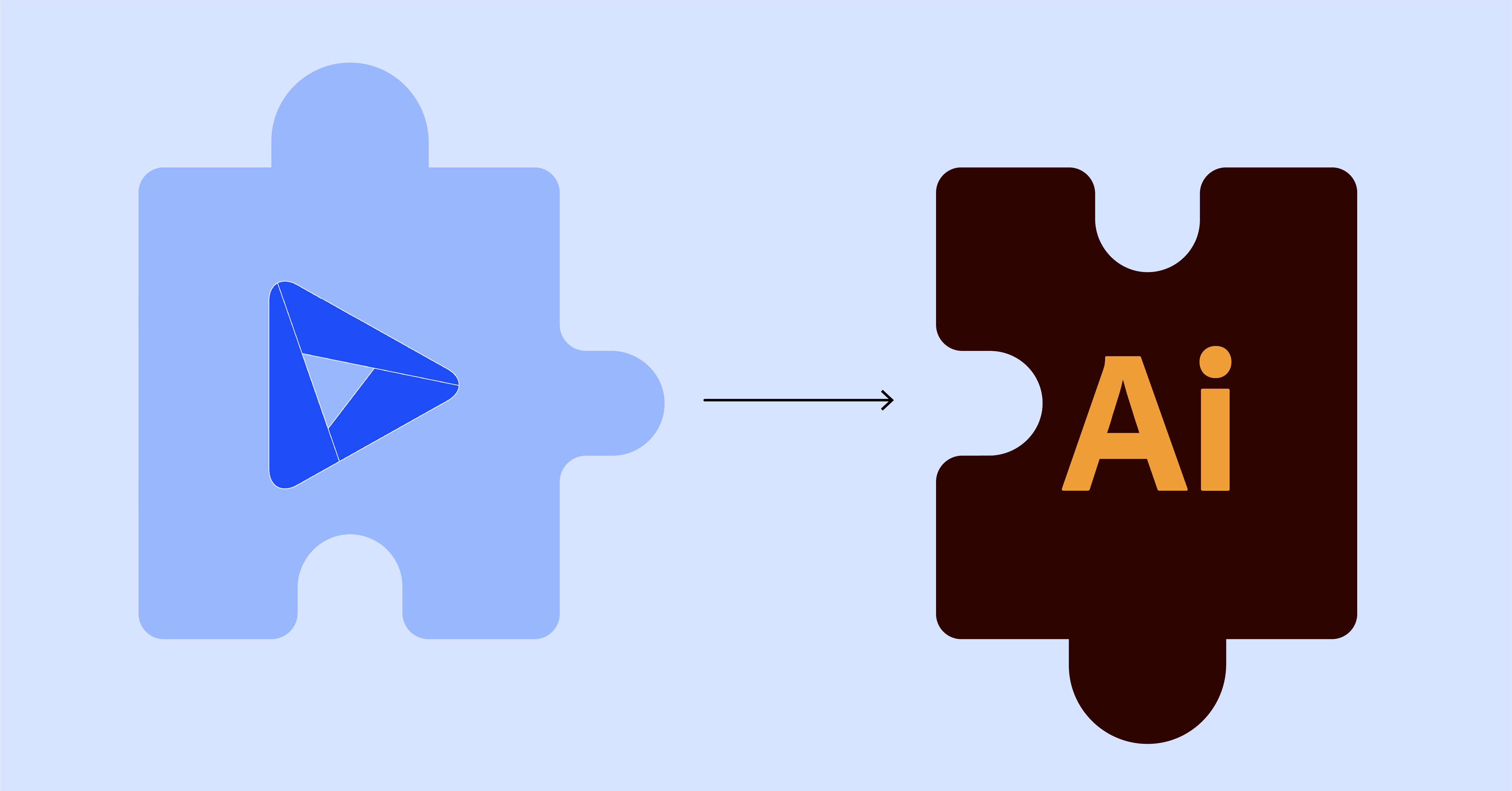 The image shows two puzzles that can be put together to represent compatibility. The left puzzle is blue and has a Datylon logo on it. The right puzzle is dark brown and has the Adobe Illustrator logo on it.