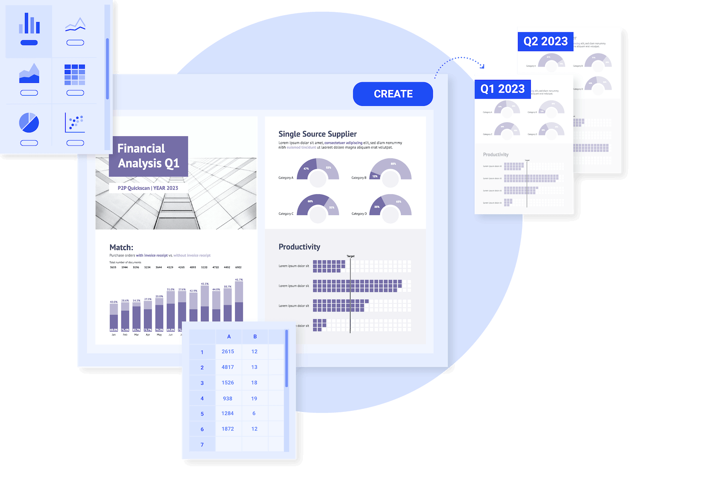 The hero image visualizing the Datylon Reporting platform abstractly.