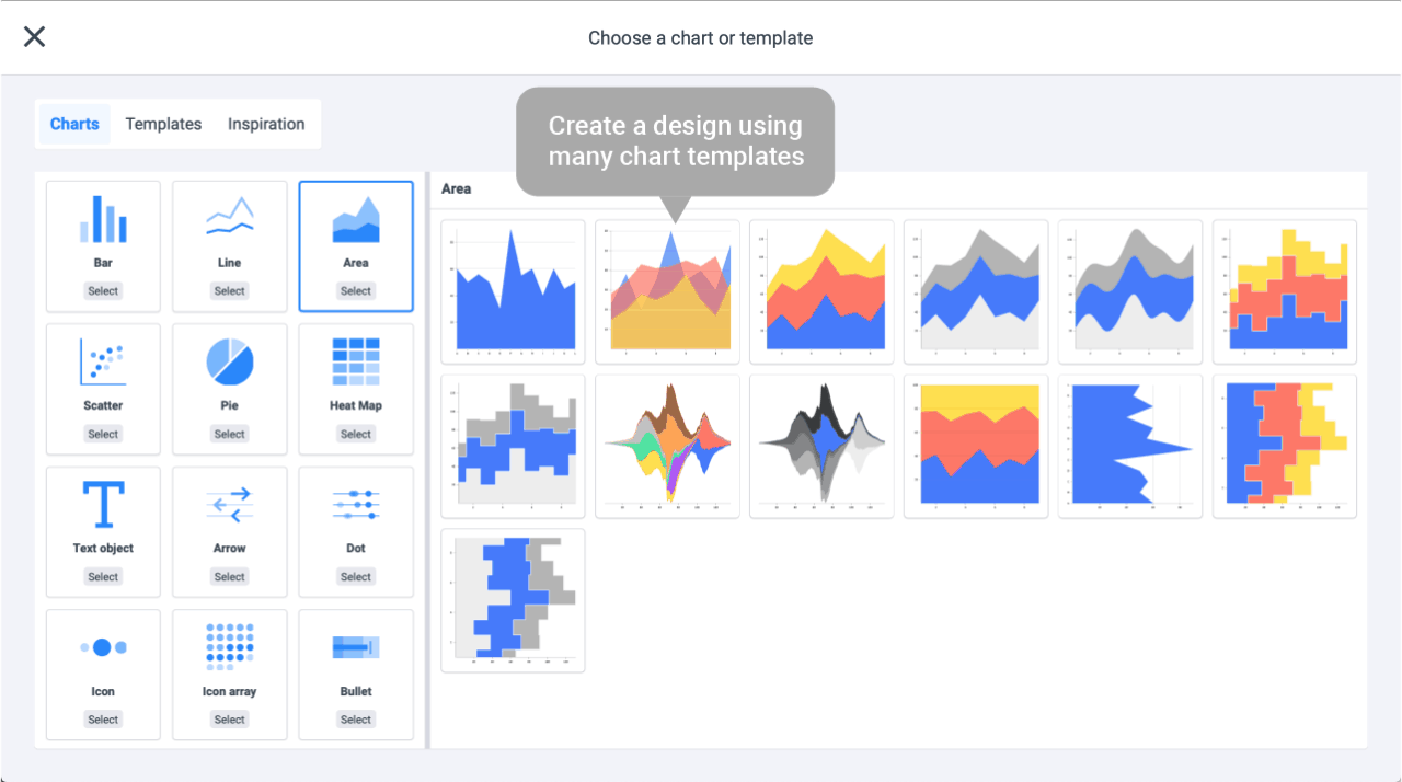 Datylon gives you full creative control with tons of styling options for charts, including styling based on data and on-brand reusable charts templates